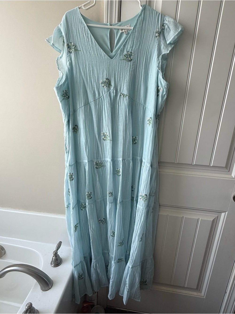 Wonderly Light Blue Floral Maxi Dress